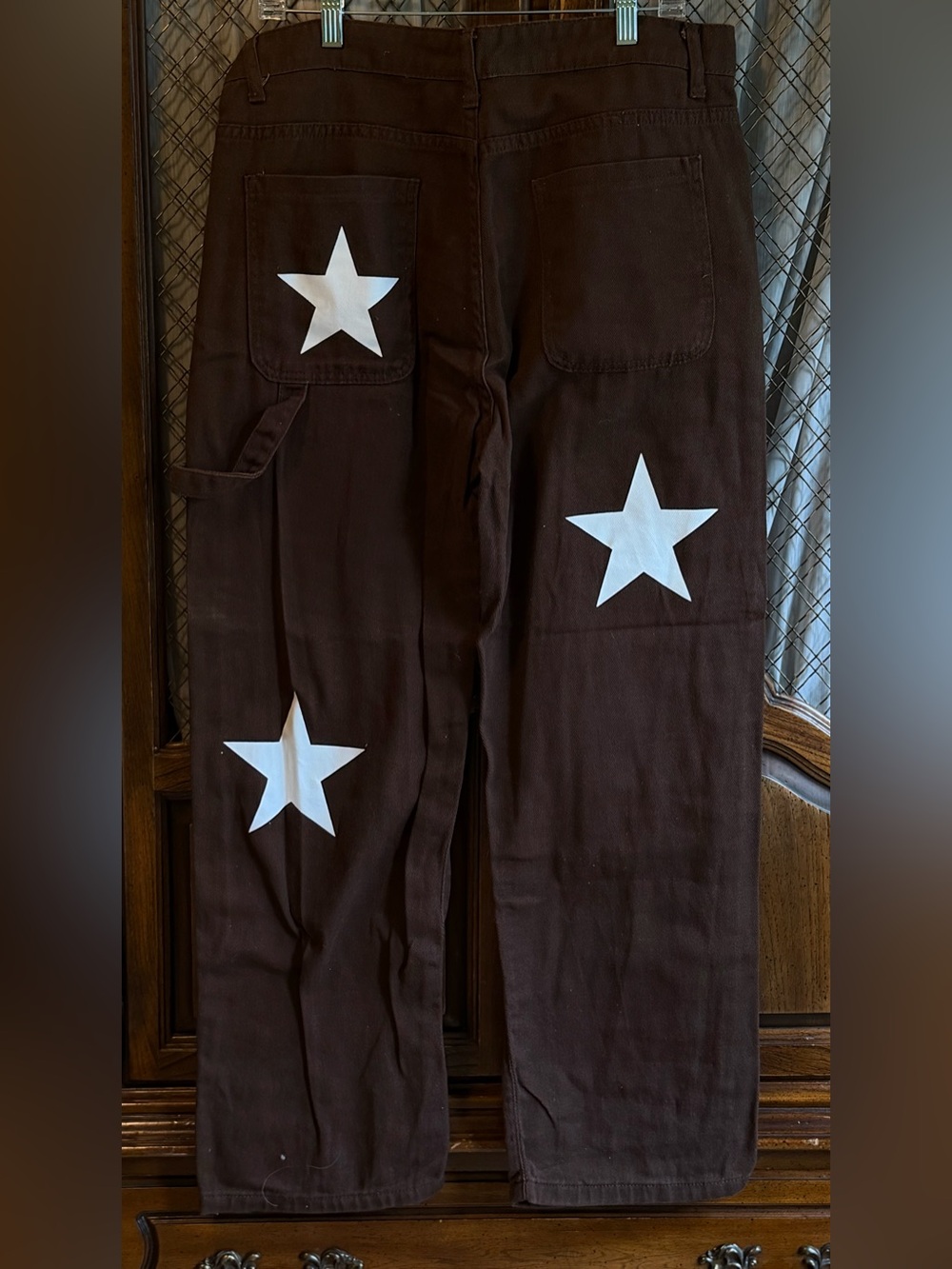 Brown Star Print Carpenter Utility Pants SIZE 35